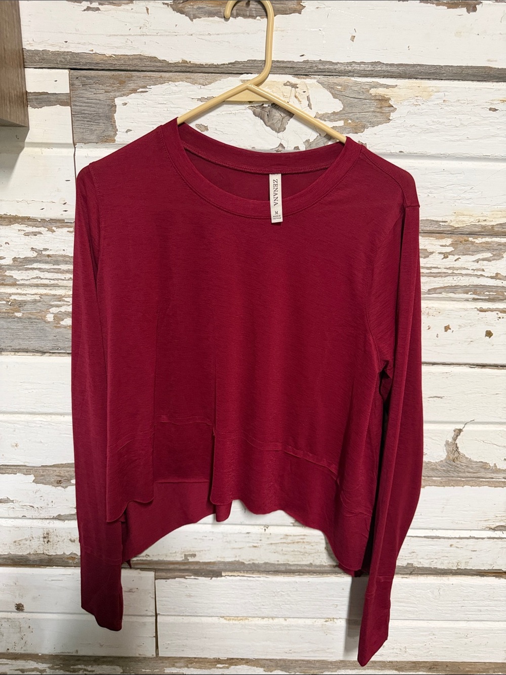Zenana Outfitters Long Sleeve Crewneck Top - Wine